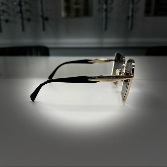 Womens Prada Stylish Gold and Black Sunglasses